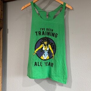 Vibrant Green Muscle Tee with Graphic Design